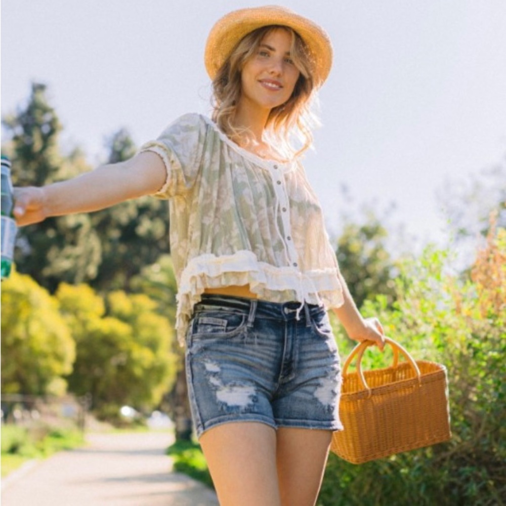 Mid rise destroyed Jean shorts by Judy Blue